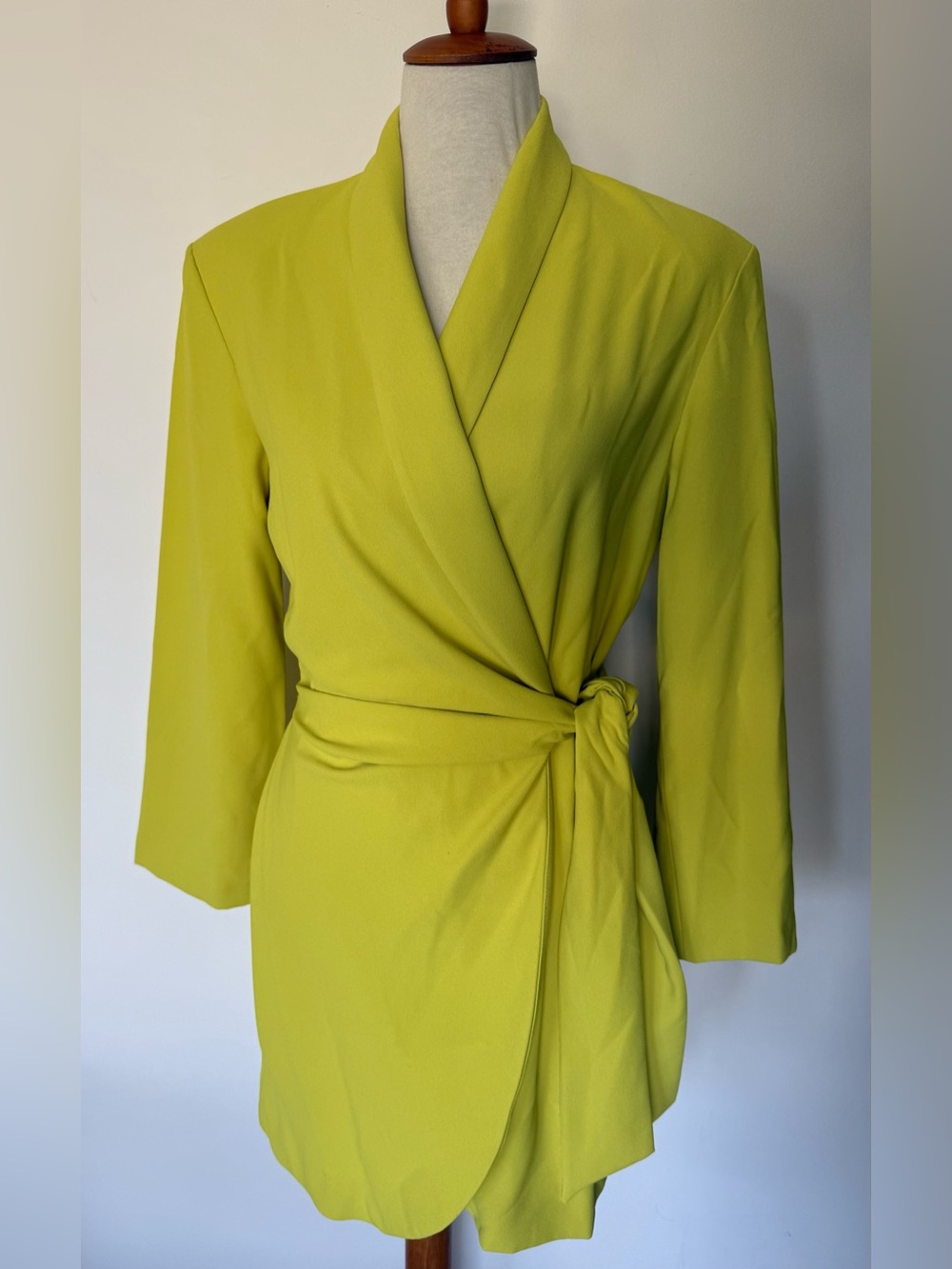 NWT Zara Neon Lime Wrap Blazer drsss